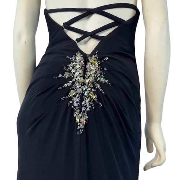 Xcite Black Strapless ruched sequined prom dress sexy lpw back size 4 - Picture 9 of 16